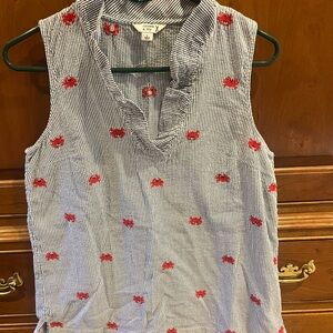 crown & ivy Blue and Red Striped Blouse